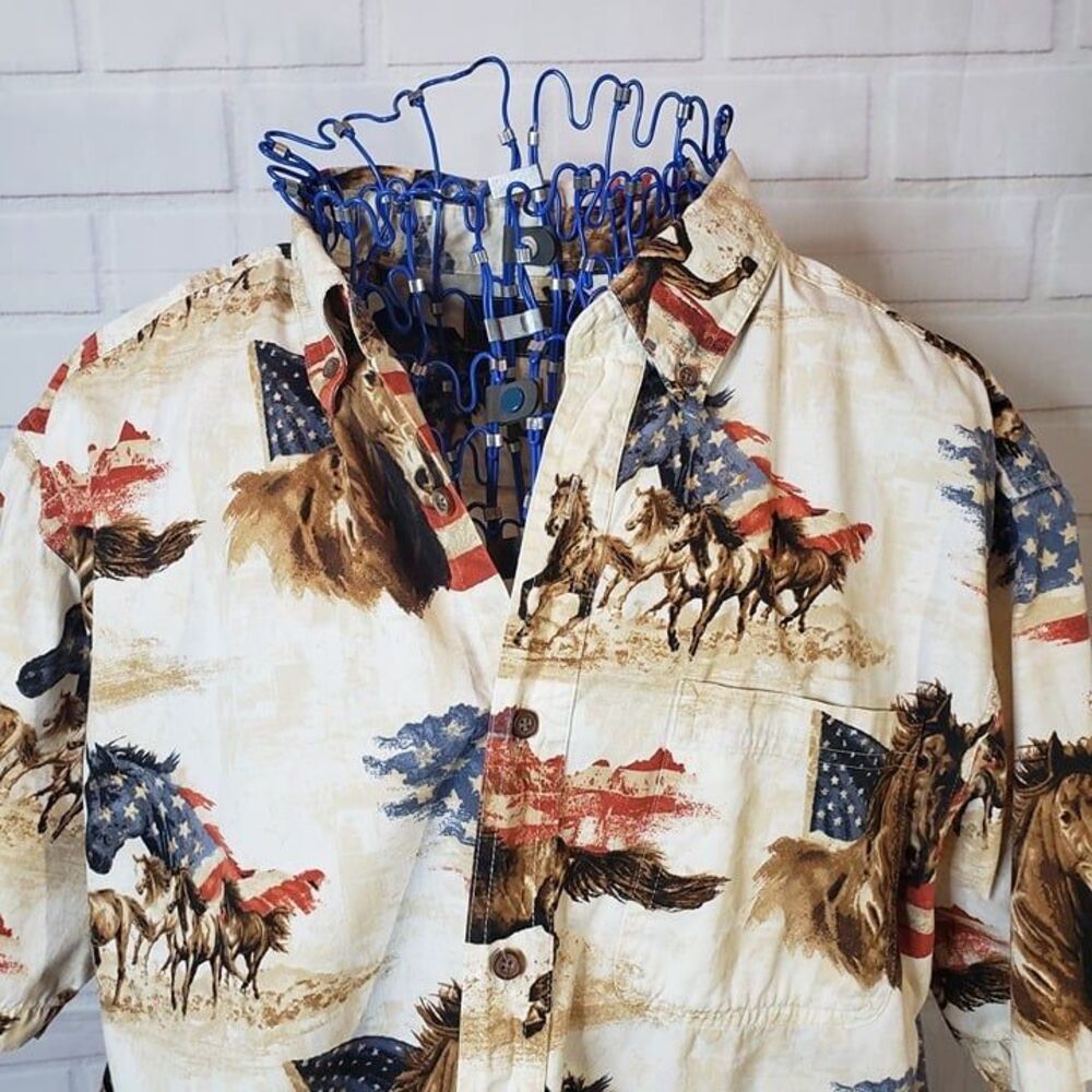 Bit & Bridle Men's Casual Button Down Shirt with Horse Print